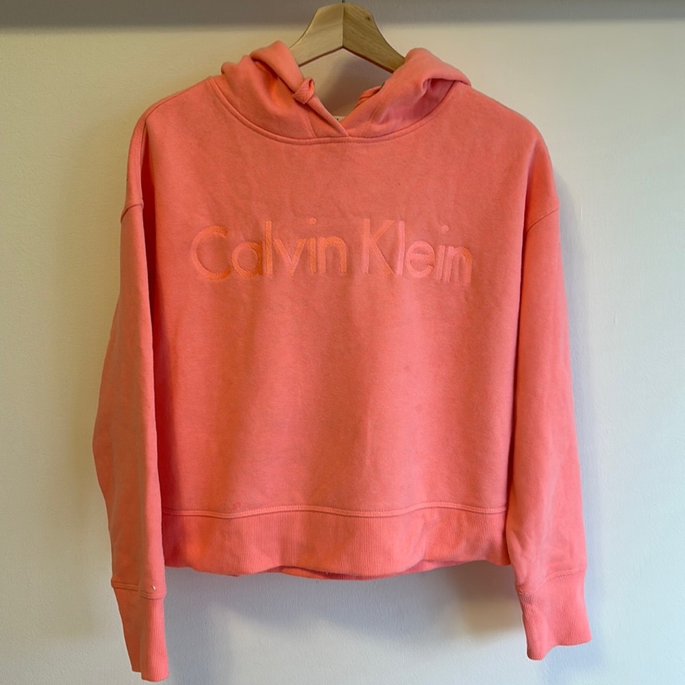 CALVIN KLEIN CK Performance Logo Hot Pink Hoodie Sweatshirt. Size Small